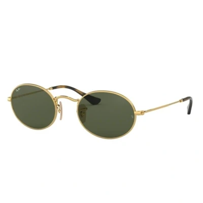 Abbildung von Ray Ban Unisex Erwachsene Oval Flat Lenses Sonnenbrille, Gold (Gestell: Gold,Gläser: grün 001), Medium (Herstellergröße: 51)