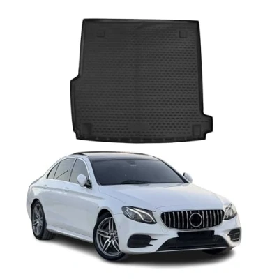 Abbildung von OMAC Kofferraummatte Kofferraumwanne kompatibel mit Mercedes E Klasse W213 S213 2016 2024 Gummi