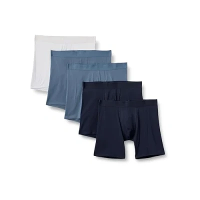 Abbildung von Amazon Essentials Herren Baumwolljersey Boxershorts, 17,8cm, 5er Pack, Blau/Marineblau Blau/Weiß, XXL