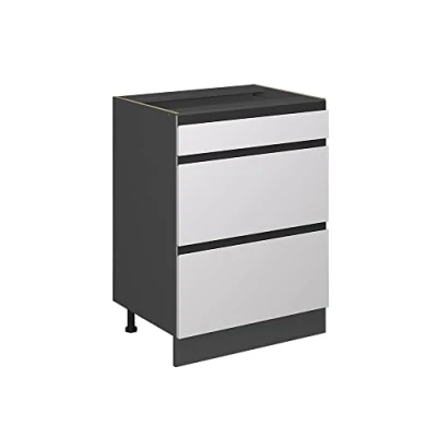 Abbildung von Vicco Unterschrank R Line Weiß/Anthrazit 60cm J Shape, mit Schubladen ohne Arbeitsplatte