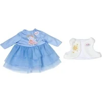 Abbildung von BABY born blaues Winterkleid mit Langen Armen, Tüll Rock und Plüsch Weste für 36cm Puppen, 838822 Zapf Creation