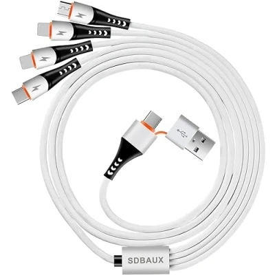Abbildung von SDBAUX 3A/1.2M Multi USB Ladekabel, 6 in 1 Telefon A/Typ C auf 2 iP/Micro USB/Typ Anschluss Schnellladekabel Kompatibel mit iP Samsung Galaxy, Google, LG, PS5