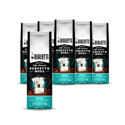 Abbildung von Bialetti Perfetto Moka Deka: Gemahlener Kaffee mit mittlerer Röstung, Getreide Aroma, 250g x 6, Beutel Aromaventil