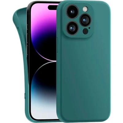 Abbildung von MyGadget Hülle Kompatibel mit iPhone 14 Pro robuste Silikon Schutzhülle TPU Case Slim Silikonhülle Back Cover Kratzfest Handyhülle Matt Olivgrün