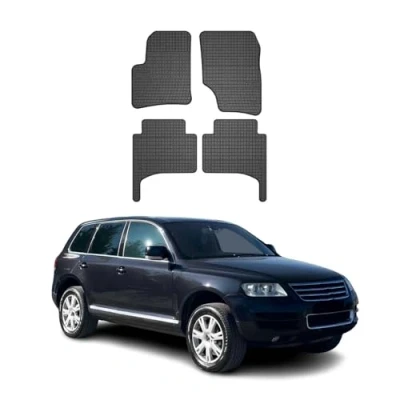 Abbildung von Fußmatten Automatten kompatibel mit VW Touareg I 2002 2010 OMAC Antirutsch Gummimatten 3D Schwarz