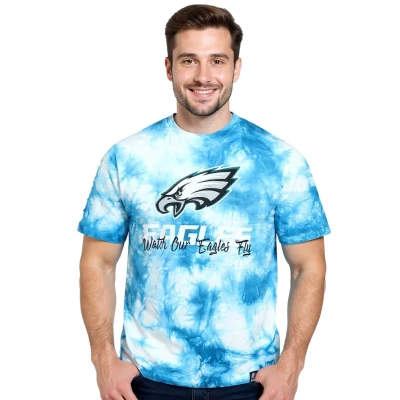 Abbildung von Recovered Philadelphia Eagles NFL Tie Dye Relaxed Oversized T Shirt Blue White XL