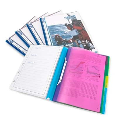 Abbildung von Rapesco 0668 Mehrteiliger Schnellhefter, A4, Transparent mit Farbigen Trennblättern, 5er Pack