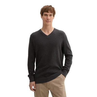 Abbildung von TOM Tailor Strickpullover, Herren, Größe: Small, Black grey melange