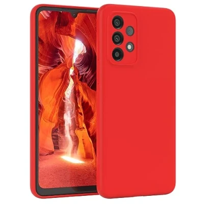 Abbildung von EAZY Case Slim kompatibel mit Samsung Galaxy A33 5G Flexibles Silikon (Federlicht und Ultra Dünn), Abdeckung, erhöhter Rand für Bildschirm &amp; Kamera, Stoßfeste Schlank Kratzfest, in Rot