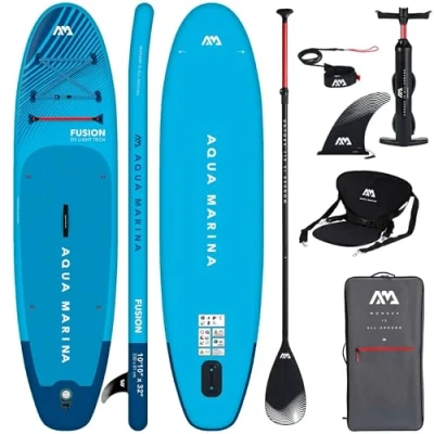 Abbildung von CampSup Aqua Marina Fusion 10&#039;10&quot; Aufblasbares SUP Board Allround für Anfänger mit Kajaksitz Stand Up Paddle Komplettset Limited Edition Blau