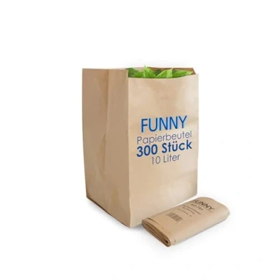 Abbildung von Funny Semy Bio Papierbeutel, circa 10 l, 1er Pack (1 x 300 Stück), braun