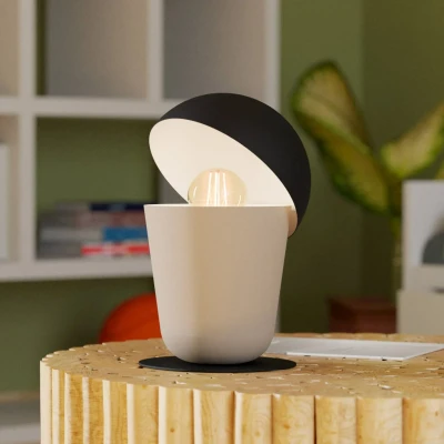 Abbildung von Eglo 900396 Tischleuchte BATABANO E27 1X40W Stahl schwarz, sandfarben H:27.5cm Ø18cm mit Kabelschalter