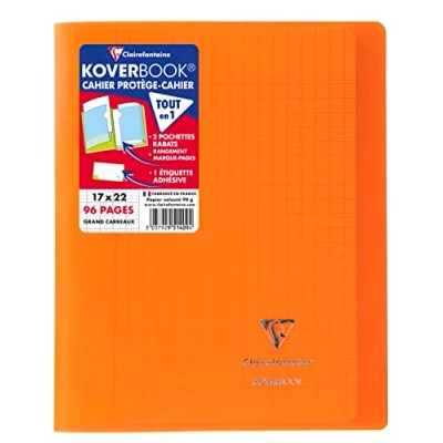 Abbildung von Clairefontaine 951409C Packung mit 10 Heften Koverbook 17x22 cm, 48 Blatt Französische Lineatur, 90g, Einband PP, Orange, 1 Pack