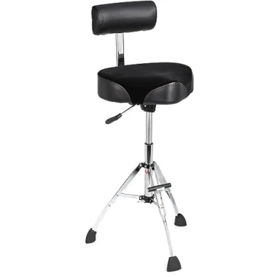 Abbildung von Gibraltar 9808HMTB Performance Hocker, Drumhocker (höhenverstellbarer 16&quot; Runder Barhocker, mit Rückenlehne und Fußstütze, ultimativer Sitzkomfort Stabilität, für Studio, Bühne Büro)
