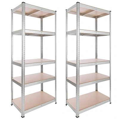 Abbildung von Arebos Schwerlastregal 2er Set 180x75x45 cm 875kg Tragkraft 5 MDF Platten Einfache Montage durch Stecksystem Regal Lagerregal Kellerregal Steckregal Werkstattregal verzinkt