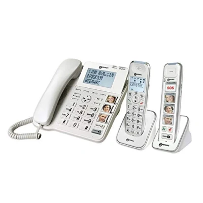 Abbildung von Geemarc Senior Pack Verstärktes Festnetztelefon und zusätzliche Mobilteile mit Anrufbeantworter großen, anpassbaren Fototasten für Senioren Geringer bis mittlerer Hörverlust Version DE