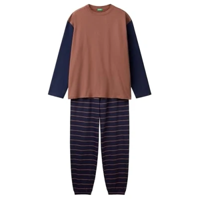 Abbildung von United Colors of Benetton IN PURE SET Pyjama, Herren, Größe: Large, Brown