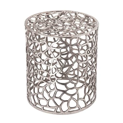 Abbildung von kreatives Wohnen Beistelltisch Metall Dekotisch ø 40 x 45 cm rund Agadir Silber o. Gold Aluminium Korallen Design, Extra breit