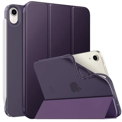 Abbildung von MoKo Hülle Kompatibel mit Neues iPad Mini (A17 Pro) 2024, 6.Generation Tasche 2021 (8,3 Zoll), Weiches TPU Transluzent Rückendeckel Schlankes Etui für 7/6 Gen, Tiefes Lila