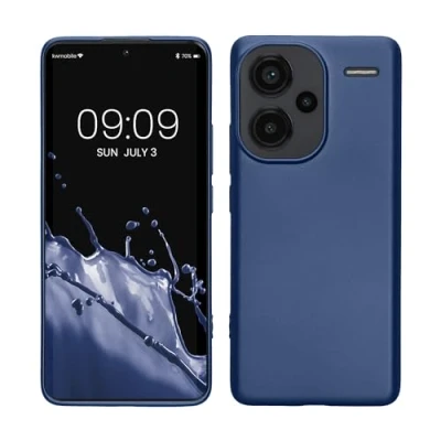 Abbildung von kwmobile Case kompatibel mit Xiaomi Redmi Note 13 Pro+ 5G / Pro Plus Hülle Schutzhülle aus Silikon metallisch schimmernd Handyhülle Metallic Blau