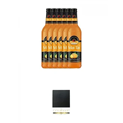 Abbildung von Nordbrand Mai Tai 15% 6 x 0,7 Liter + Schiefer Glasuntersetzer eckig ca. 9,5 cm Durchmesser