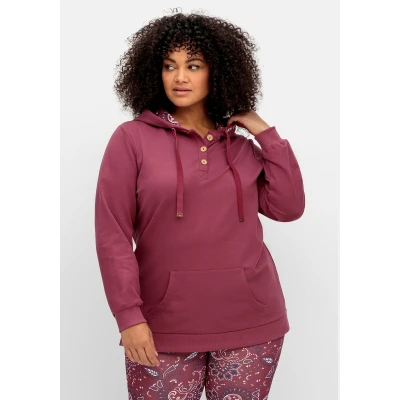 Abbildung von Sheego Kapuzenpullover, Damen, Größe: 40/42, Weinrot