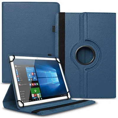 Abbildung von UC Express Tablet Tasche kompatibel für Wortmann Terra PAD 1004 Universal Schutzhülle aus Kunstleder Hülle Standfunktion 360 Drehbar Cover Case, Farbe:Blau