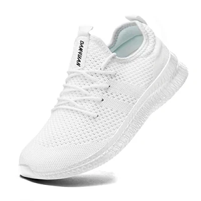 Abbildung von FUJEAK Herren Walkingschuhe Turnschuhe Fitnessstudio Sportschuhe Sneaker Running Tennis Schuhe Freizeit Straßenlaufschuhe Fashion Leichtgewichts Atmungsaktiv Schlüpfen Weiß 45 EU