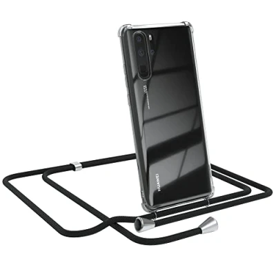 Abbildung von EAZY CASE Handykette kompatibel mit Huawei P30 Pro Handyhülle Umhängeband, Handykordel Schutzhülle, Silikonhülle, Hülle Band, Stylische Kette für Smartphone, Schwarz