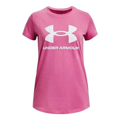 Abbildung von Under Armour Shortsleeve Graph Sportstyle LOGO SS Tshirt print Pink edge für Kinder, Größe: 134 146,