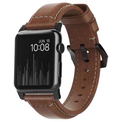 Abbildung von Nomad Lederarmband Apple Watch 42mm / 44mm 45mm 49mm braun schwarz NM1A4RBT00