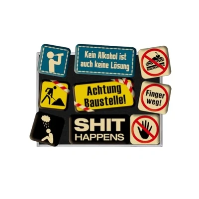 Abbildung von Nostalgic Art Retro Kühlschrank Magnete, 9 Stück, Achtung Baustelle Geschenk Idee für Nostalgie Fans, Magnetset Magnettafel, Vintage Design