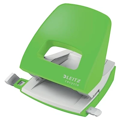Abbildung von Leitz NeXXt Recycle Locher, 30 Blatt, A4, für Büro &amp; Schule, Führungsschiene mit Formatmarkierungen, 100 % recyclebar, umweltfreundlich, Sortiment, Grün, 50030055