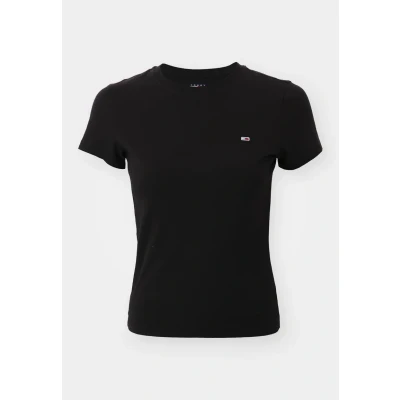 Abbildung von Tommy Jeans SLIM C NECK TEE Tshirt basic, Damen, Größe: 38, Black