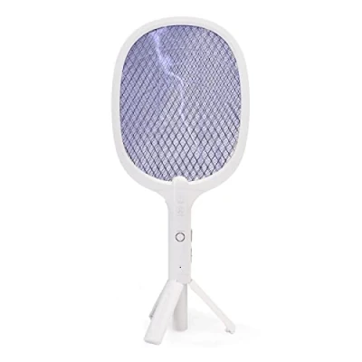 Abbildung von Grafner Fliegenklatsche elektrische Akku Insektenvernichter Mücken USB UV LED, L ca. 52 cm, B: 21,5 LED Licht, aufladbarer Akku, 1200 mAh