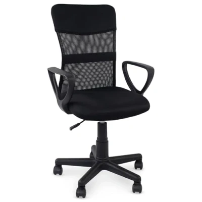 Abbildung von IDIMEX Bürodrehstuhl Jogo höhenverstellbar, schwarz ergonomischer Schreibtischstuhl mit Armlehnen, Drehstuhl atmungsaktivem Mesh Stoffbezug, Stuhl für Büro und Home Office