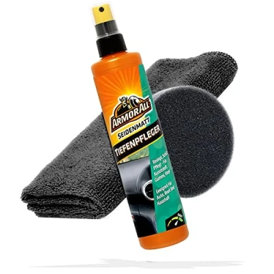 Abbildung von detailmate Auto Cockpitpflege Bundle: Armor All Kunststoff Tiefenpfleger seidenmatt 300ml Microfasertuch Premium 320GSM Applikatorpad Ø90mm Kunststoffpflege Innenraum