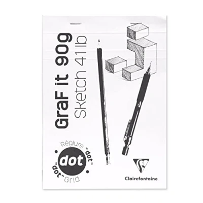 Abbildung von Clairefontaine 96694C Packung mit 10 Skizzenblöcken GRAF IT, DIN A5 14,8x21cm, kopfseitig geheftet, 80 Blatt 90g, DOT Lineatur, Weiß, 1 Pack