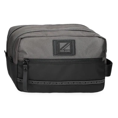Abbildung von Pepe Jeans Stratford Kulturbeutel, zwei Fächer, anpassbar, grau, 26 x 16 12 cm, Polyester, Talla única, Kulturbeutel mit Fächern, anpassbar