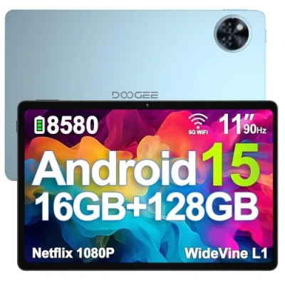Abbildung von DOOGEE U11 Android 15 Tablet 11 Zoll 16GB RAM +128GB ROM (2TB TF) 8580mAh Gaming Android, 13MP+5MP, Octa Core PC 2.4G+5G WLAN GMS/ WidevineL1/ 3.5mm Audio/GPS/Face ID/OTG [2025]