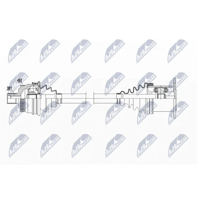 Abbildung von NTY NPW AU 007 Antriebswelle Vorderachse links, 520 Schaltgetriebe AUDI: A4 B7 Avant, B6 B6/B7 Cabrio, SEAT: Exeo ST