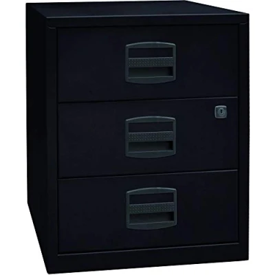 Abbildung von Bisley Home mobiler Beistellschrank PFA, 3 Universalschubladen, Metall, 633 Schwarz, 40 x 41.3 52.8 cm