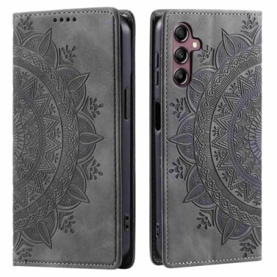Abbildung von CoverKingz Handyhülle für Samsung Galaxy S25 Handytasche mit Kartenfach Phone Case Cover Handy Hülle klappbar Motiv Mandala Grau
