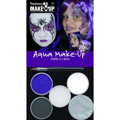 Abbildung von KREUL 37087 Fantasy Aqua Make Up Hexe, Spinne, 3 Farben, 1 Glitzer, Schwamm, Pinsel, Schminkanleitung, Schminke