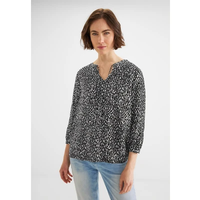 Abbildung von Street One Print MIT Smokdetails Bluse, Damen, Größe: 36, Schwarz