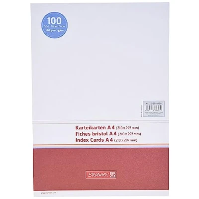 Abbildung von Brunnen 102240000 Karteikarte (A4 unliniert, 100 Stück, eingeschweißt) weiß