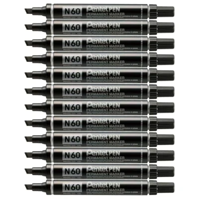 Abbildung von Pentel N60 Permanentmarker Keilspitze 1,5 2 mm Strichbreite 12 Stück schwarz