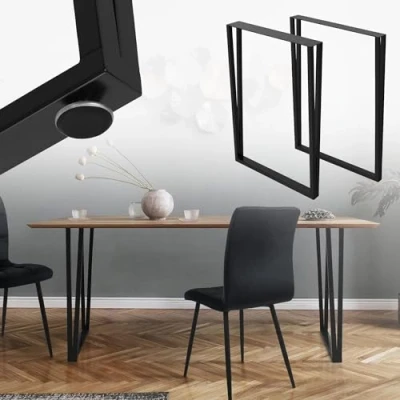Abbildung von ML Design 2 Stück Tischbeine 50xH71,5cm, Tischkufen rechteckige Form, Stahl pulverbeschichtet, Schwarz, Industriedesign, Kufengestell Esstisch/Schreibtisch, Tischgestell, Metall Möbelfüße DIY Projekte