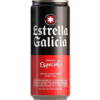 Abbildung von ESTRELLA GALICIA ESPECIAL bier 5.5% Alkohol (Pack 24 Dosen x 330ml) geschenk, biere der welt, set, GALICIA, geschenk geschenke für männer, höhle löwen produkte