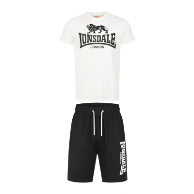 Abbildung von Lonsdale Herren T Shirt &amp; Shorts Set normale Passform MAIR, White/Black, L